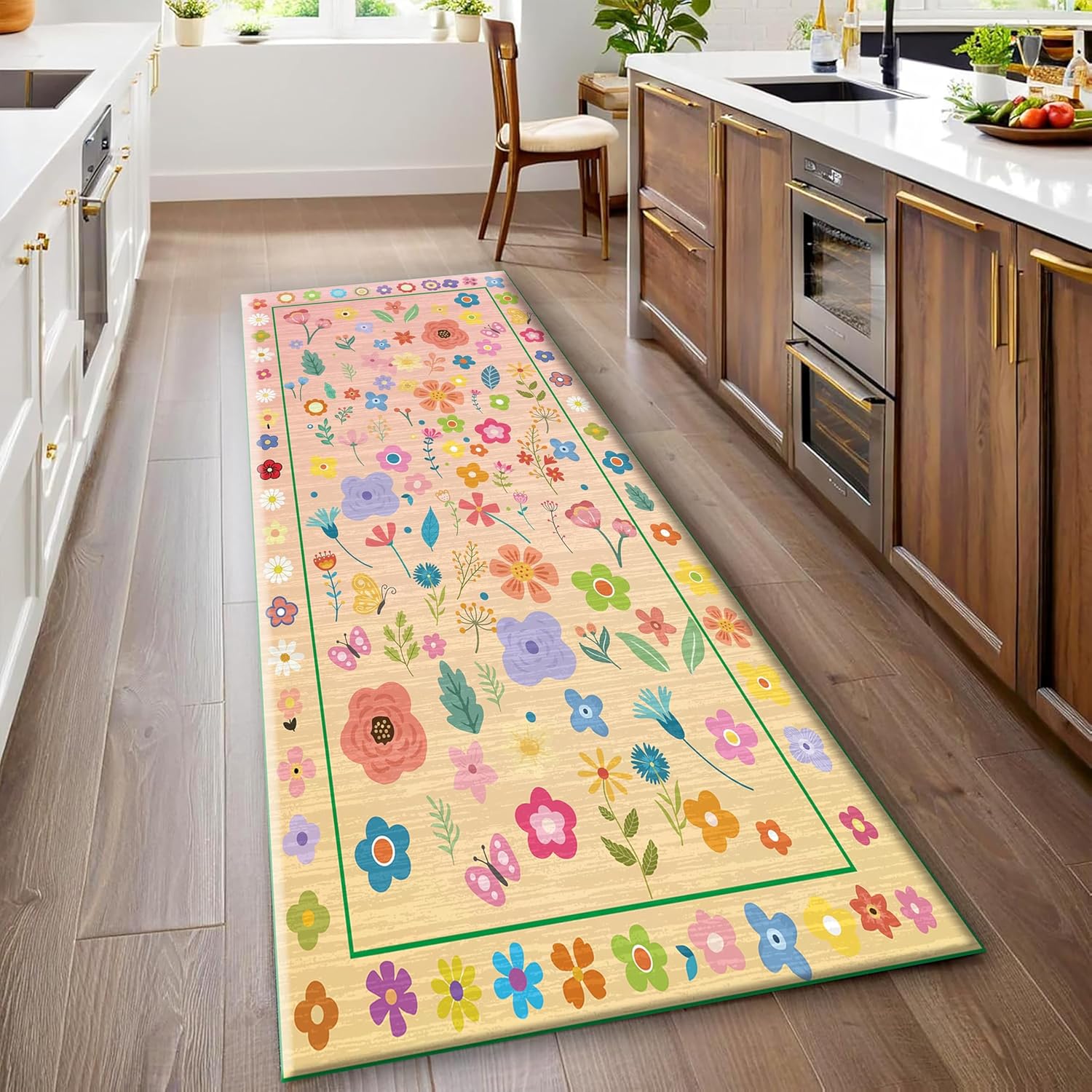 XiaYun Spring Bohemian Floral Runner Rug 33x10ft Pale Pink