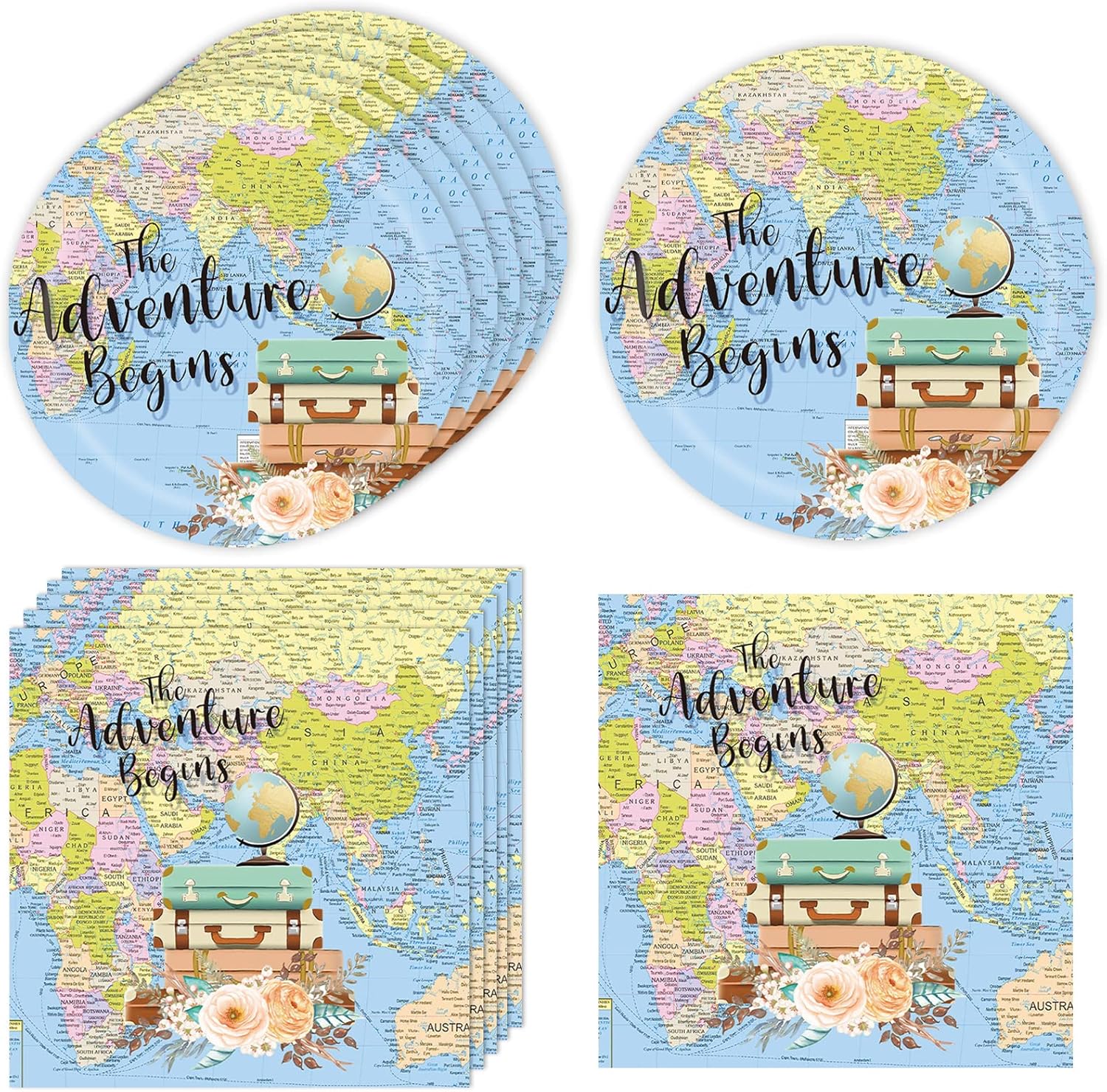 Adventure Awaits Party Decorations for Travel Map Party Supplies