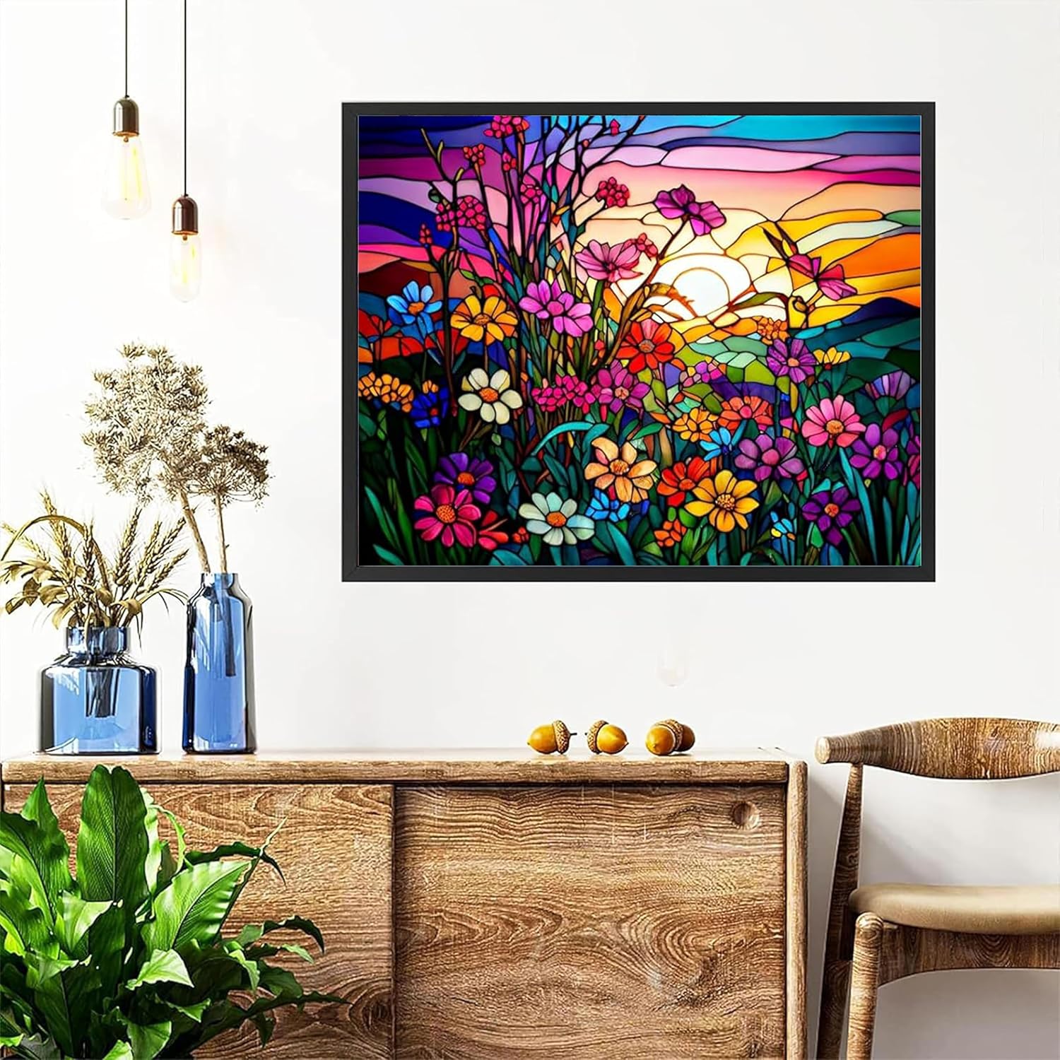 Adults Paint by Numbers Framed Canvas with Wooden Easel Kit