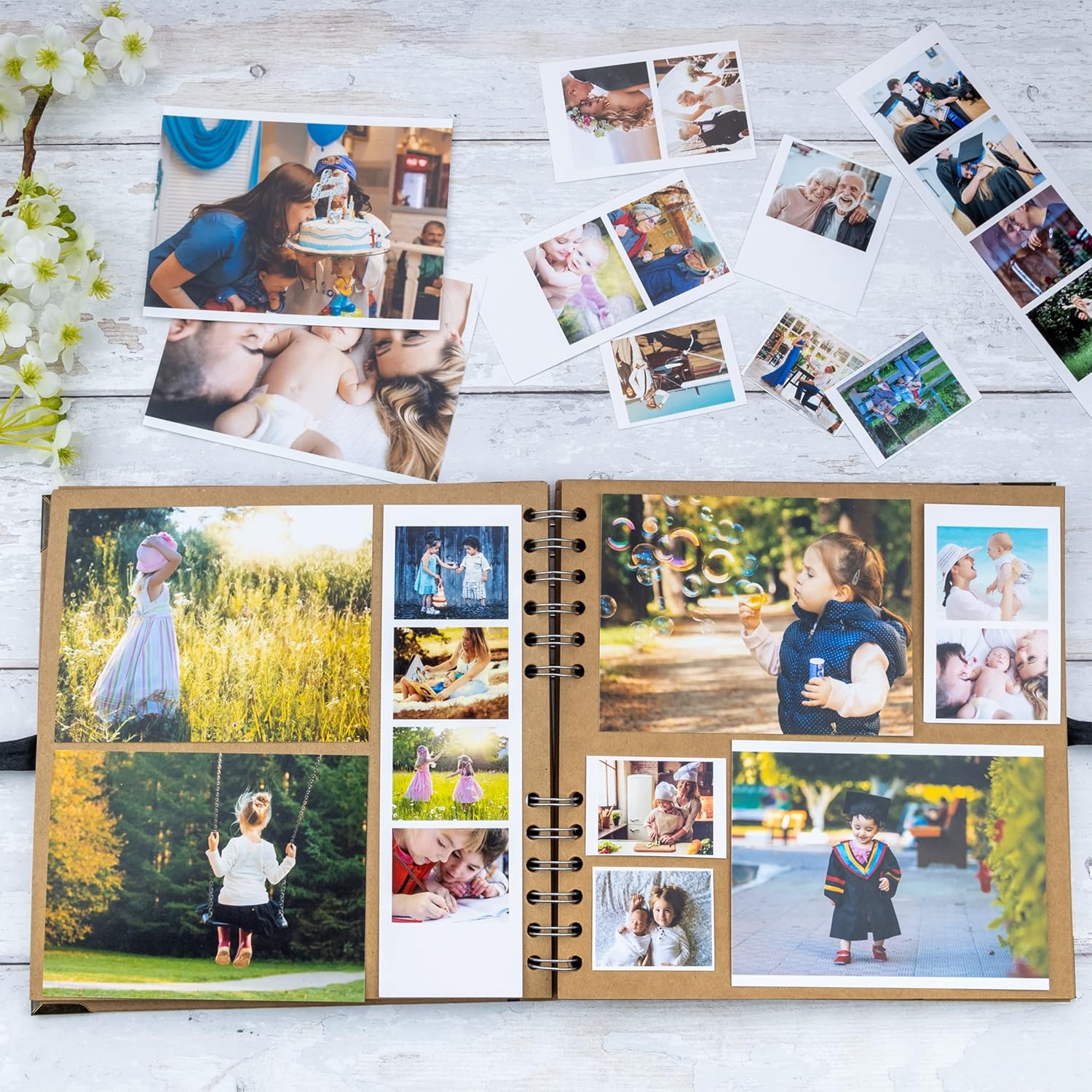 Bstorify Scrapbook Album 60 Pages 8x8 Brown Kraft Paper