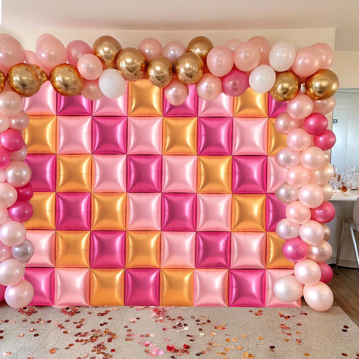 HOMEZZO Champagne Pink Balloon Wall Backdrop - 50PCS Double Sided Foil Balloons for Birthday Decor