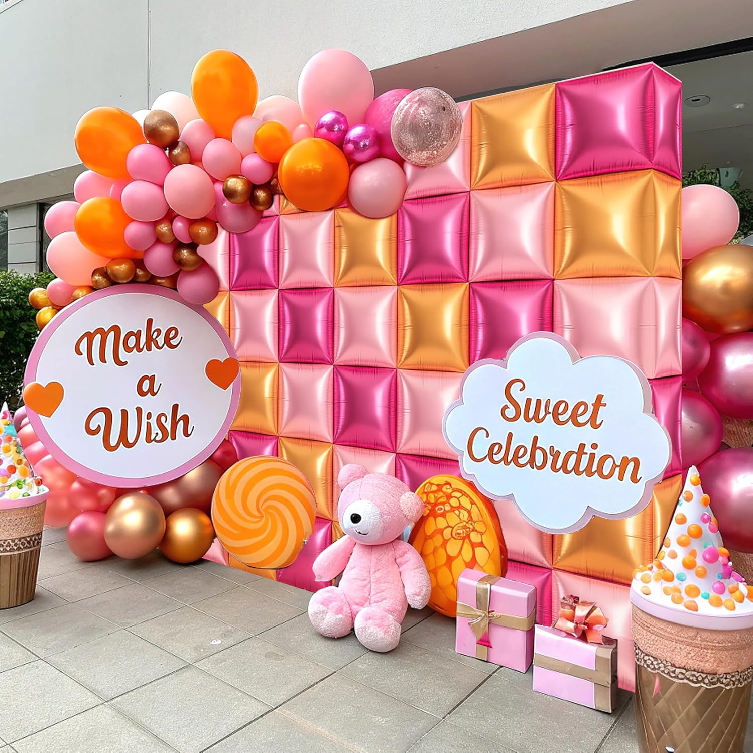 HOMEZZO Champagne Pink Balloon Wall Backdrop - 50PCS Double Sided Foil Balloons for Birthday Decor