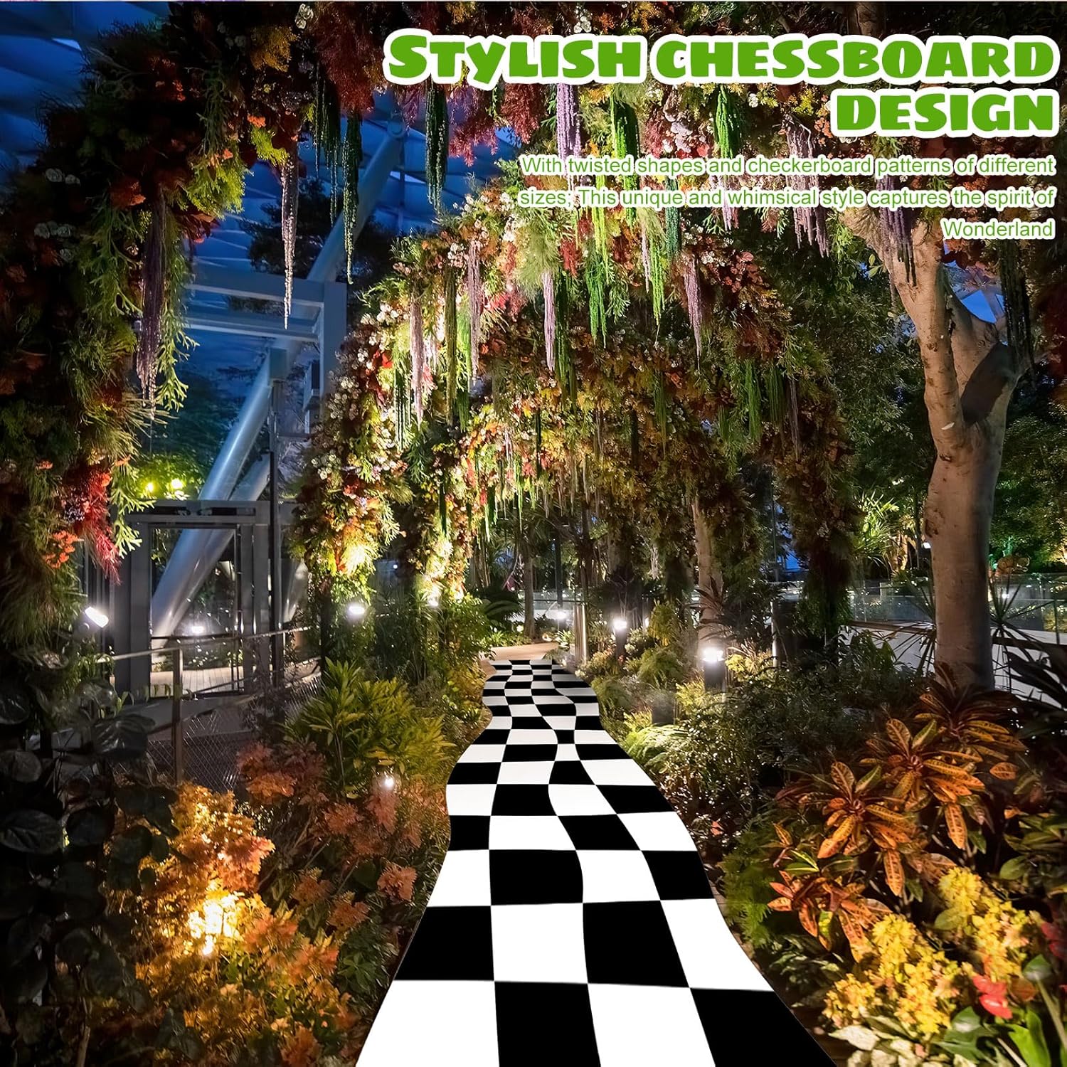 Preboun Halloween Aisle Runner Checkerboard Rug