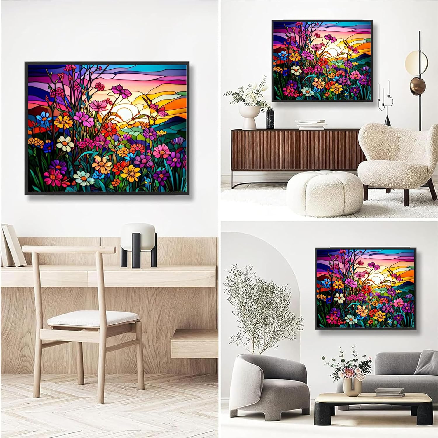 Adults Paint by Numbers Framed Canvas with Wooden Easel Kit