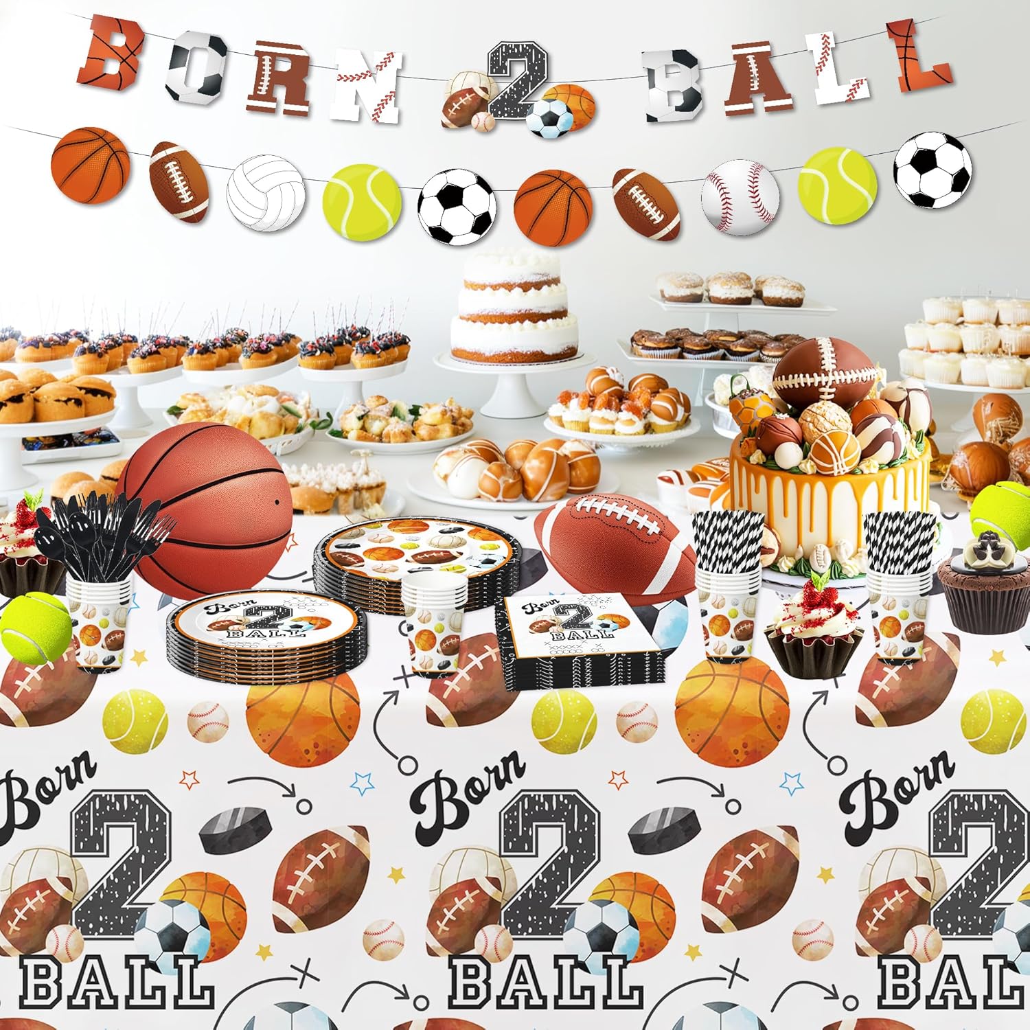 Sports 2nd Birthday Tablecloth Set 3 Pack