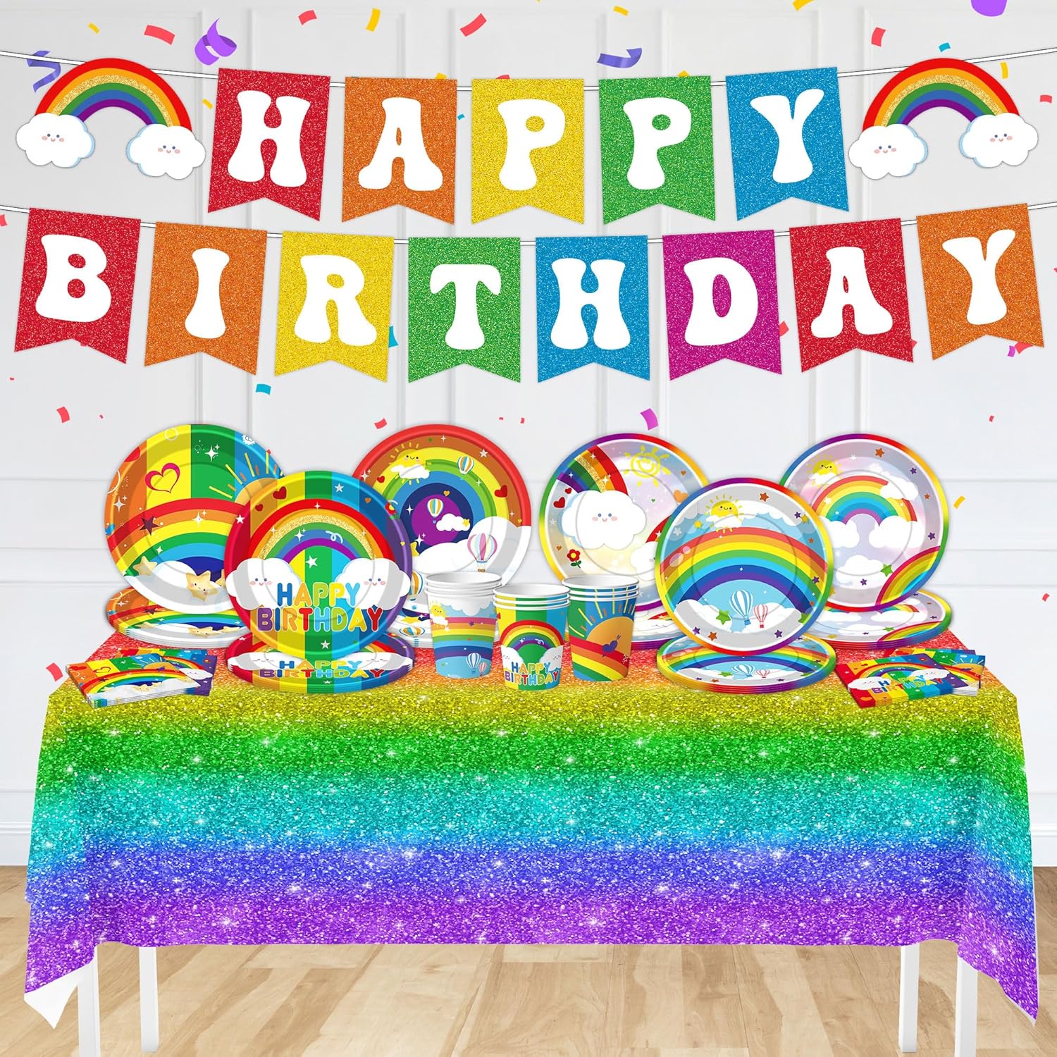 DMIGHT Rainbow Party Supplies Set for Boys