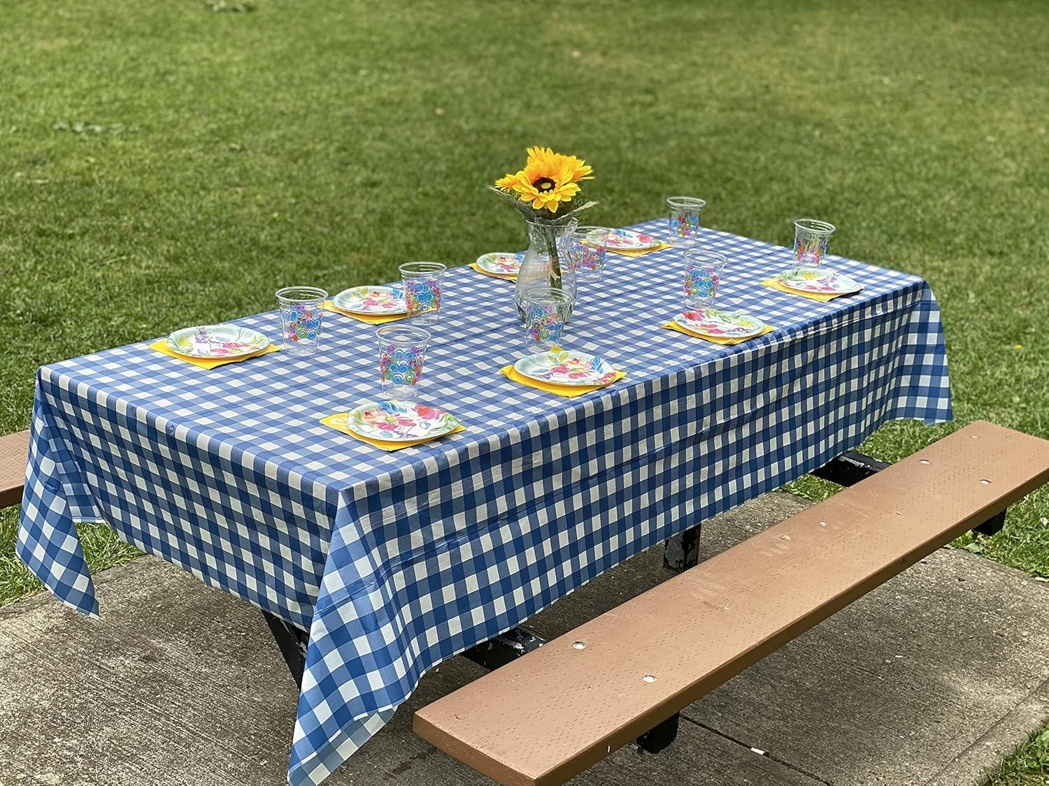 Neatiffy Blue Gingham Tablecloth Roll 54 in x 108 ft