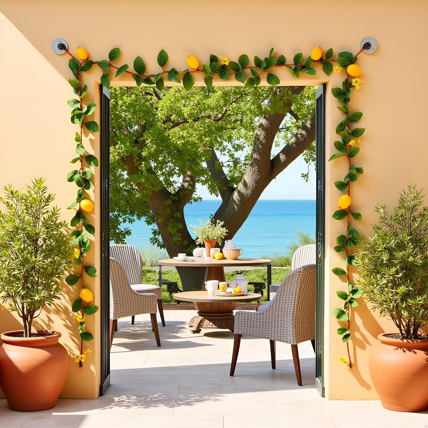 2PCS Artificial Lemon Garland 12Ft Total for Wedding and Home Decor