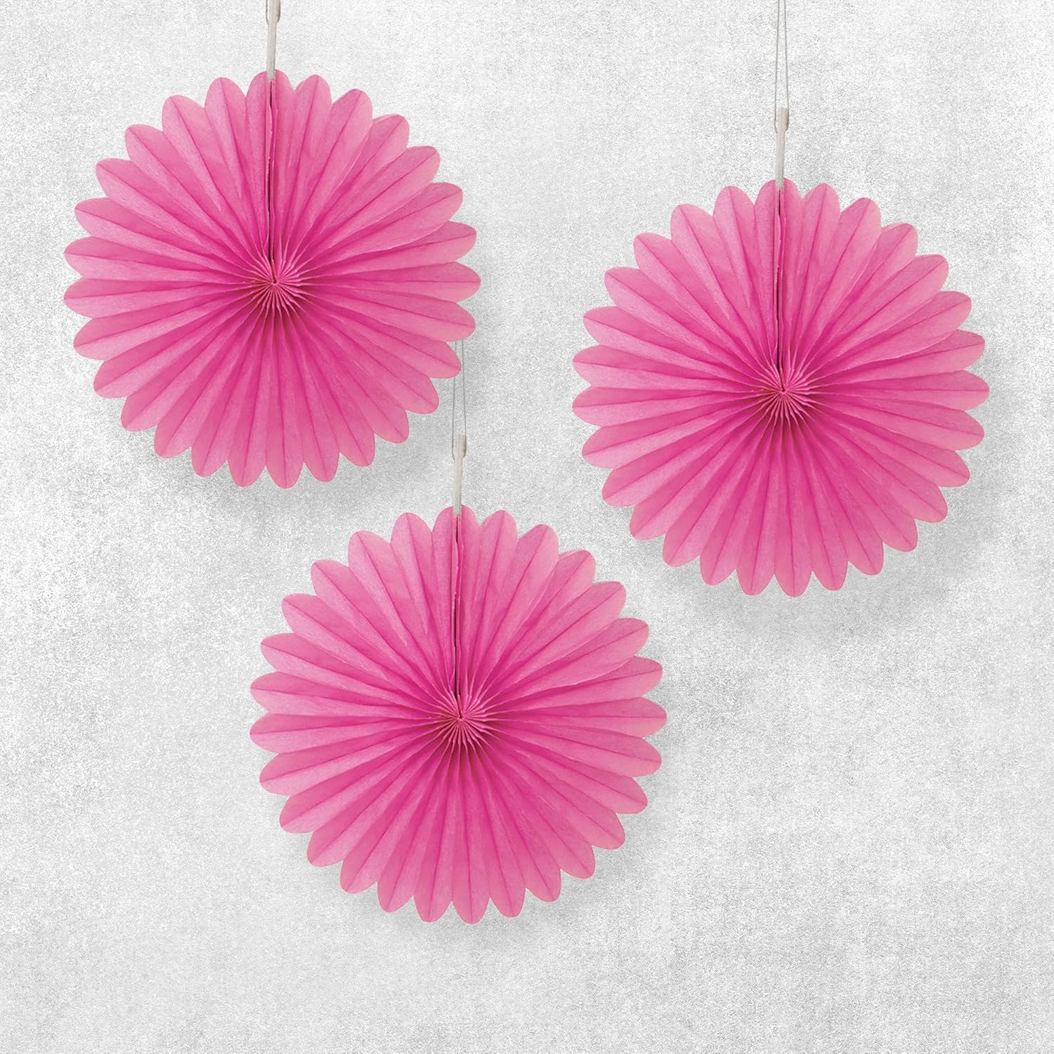 Solid Candy Pink Tissue Fan Hanging Decorations 3 Count
