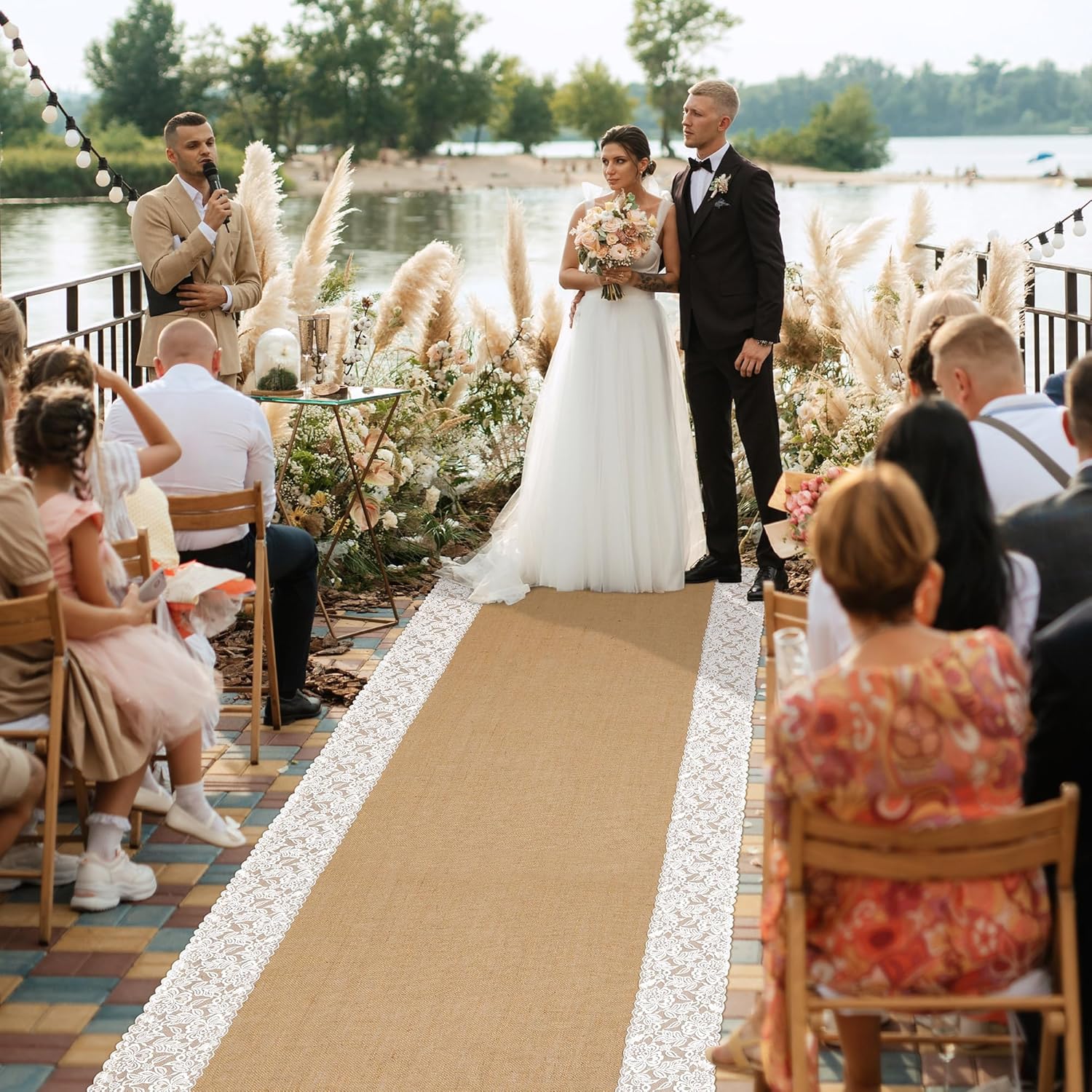 Moonoom 20 Ft x 36 In Natural Burlap Wedding Aisle Runner