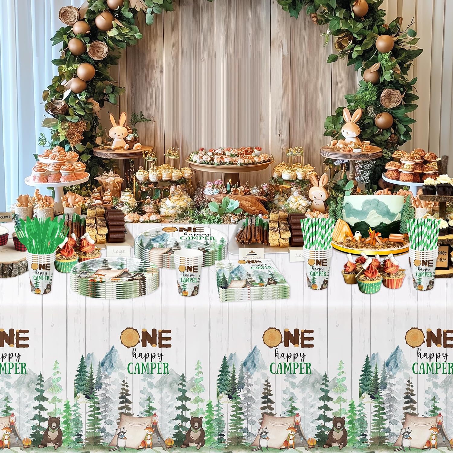 Camping Birthday Party Tablecloth Set 3 Pack 54x108