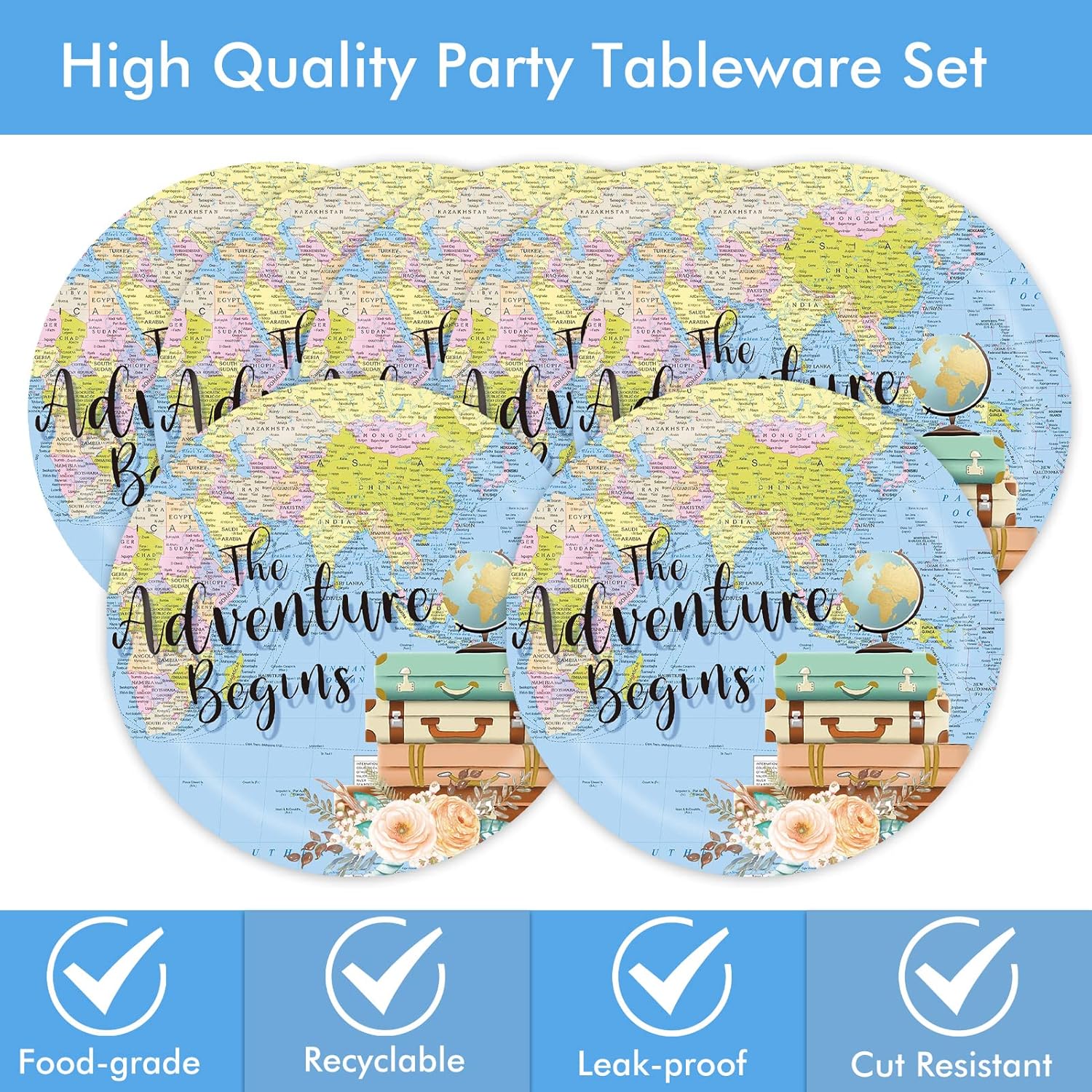 Adventure Awaits Party Decorations for Travel Map Party Supplies